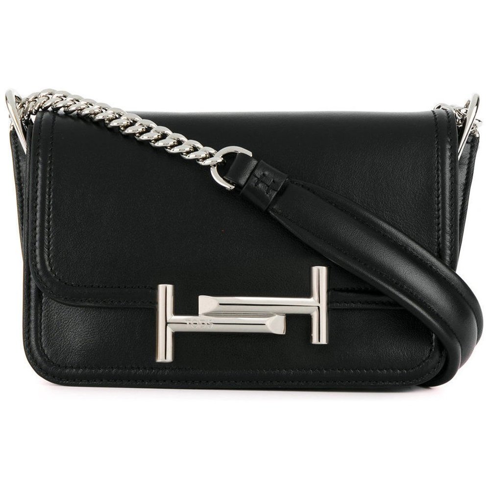 Tod's Mini Double T Shoulder Bag Black Ladies Handbag XBWAMUB0101